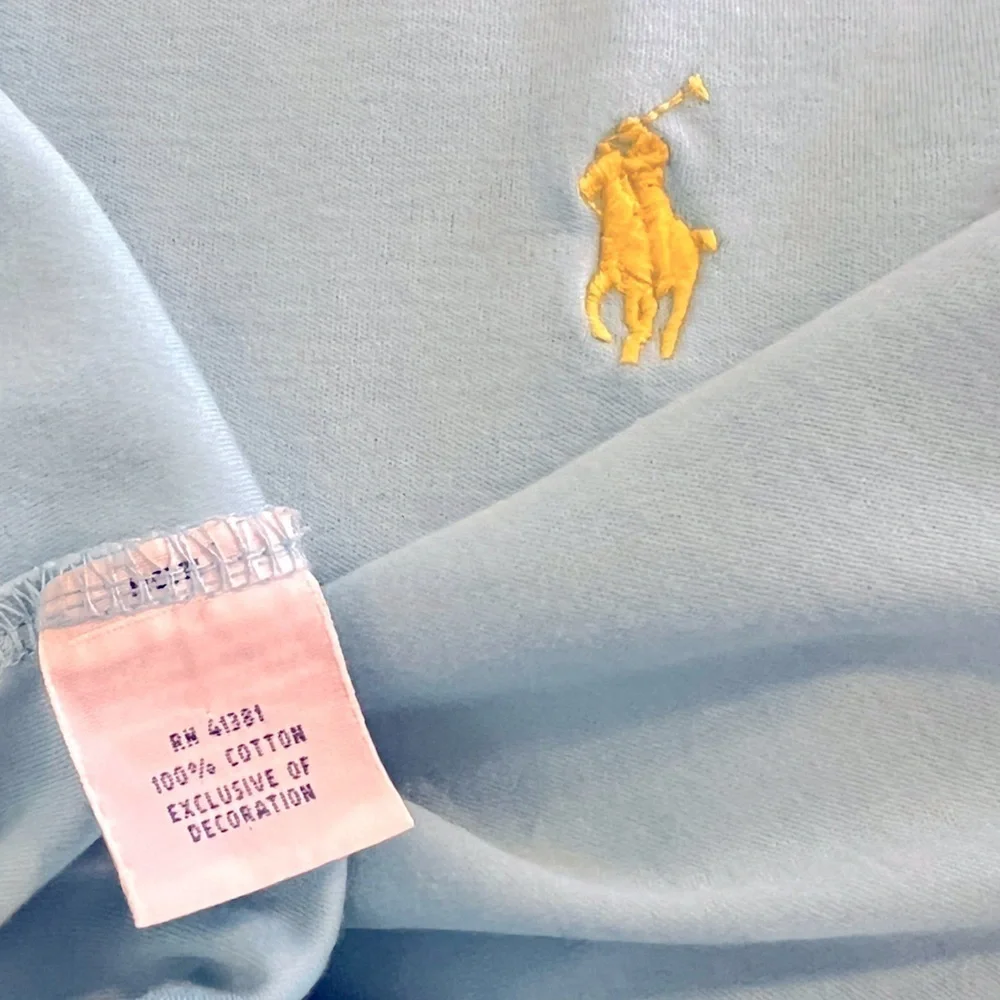 Polo Ralph Lauren Mens Polo Shirt Size L Blue with Yellow Pony -Short Sleeve